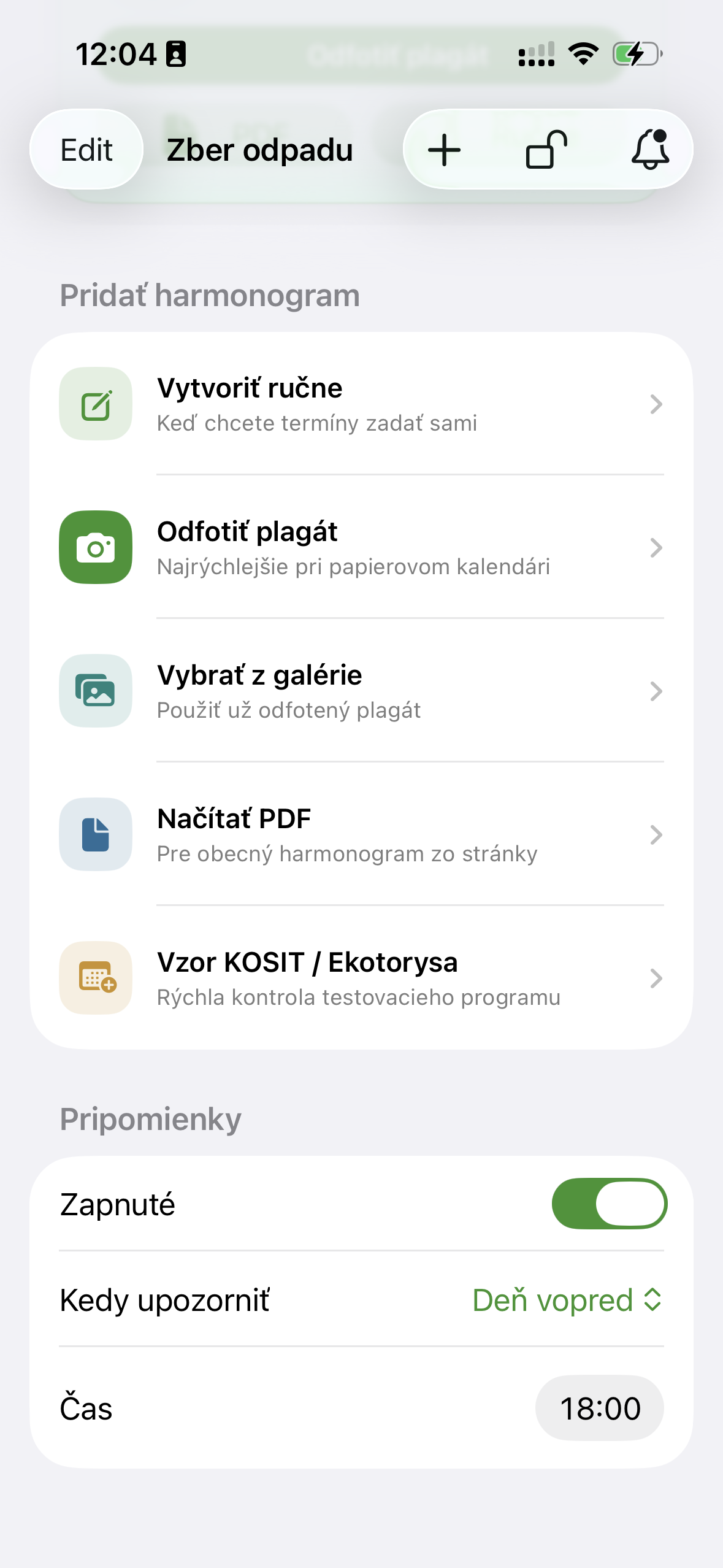 Možnosti importu